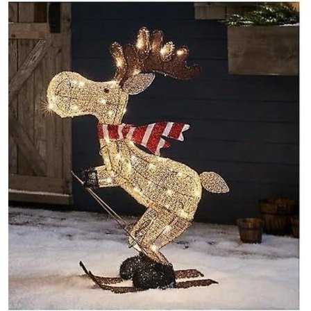 Lystede Julehjortdekorasjoner, forhåndslystede 2D-hjort Utendørs Juledekorasjon med lys Kompatibel med veranda, plen og hage -ES