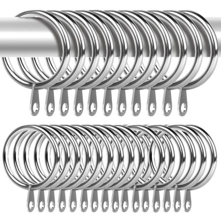 50-pack Metall Gardinringar 32mm Innerdiameter Gardinstångsringar Silver Hängande Ringar för Gardinstänger, Duschdraperistänger och Draperier