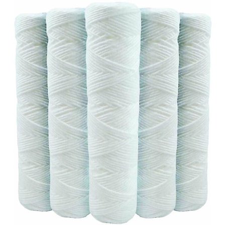 Sett med 5 spiralvannfilterpatroner Anti-sediment 9 tommer 3/4 - 20 mikron Kompatibel med 10 tommers filtre Laget i Frankrike Cross