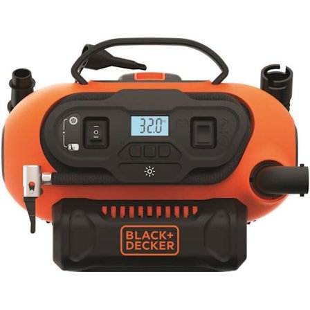 BLACK + DECKER BDCINF18N -QS Inflator -kompressor med sladd eller sladd - 18 V batteri / 220 V kabel - 11 barer / 160 PSI - 3 nålar