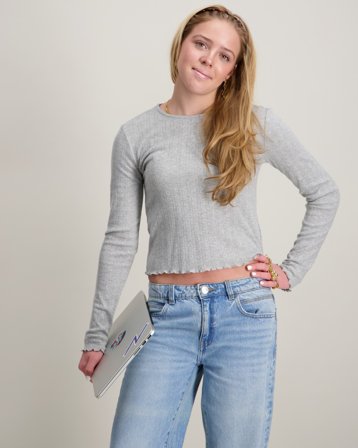 Kids ONLY KOGCARLOTTA L/S TOP JRS Szary Topy i bluzki Dziewczyna - Kids Brand Store