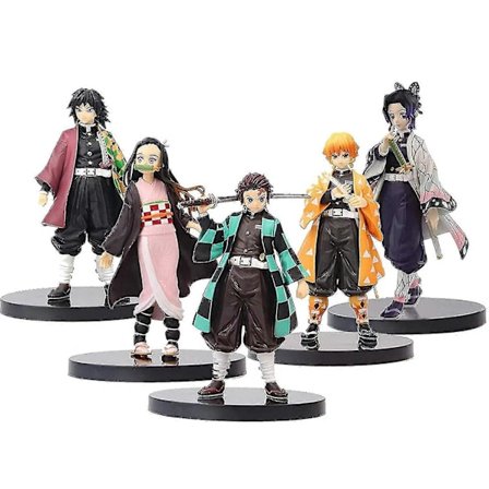 5-pakks Demon Slayer-figurer, 6,3 tommer Demon Slayer Actionfigur PVC-leker Kochou Shinobur Animefigur Zenitsu Tanjiro Nezuko