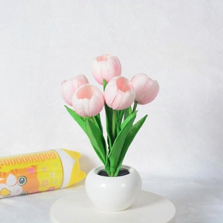 Tulppaani Lamppu, Pöytälamppu LED Simulaatio Tulppaani Yövalo, Pöytälamppu Koristeet Koti Olohuone Työpöydän Koristelu, Kahvilan Pöytälamppu (Pinkki)
