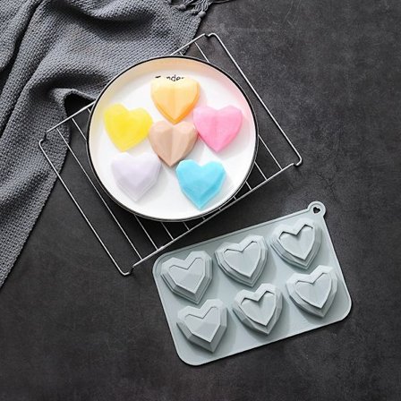 6 olika tredimensionella kärlekssilikonkakformar Diy fransk dessert diamant mousse bakform