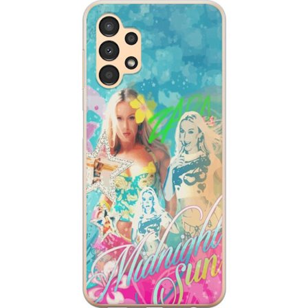 Kompatibel Mobilcover til Samsung Galaxy A13 Eventyrverden med Steve, Creeper og dyr i farverig blokgrafik