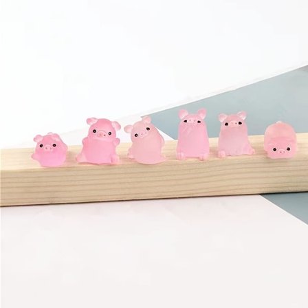 12 stycken rosa mini-hartsglödande grisar Miniporträtt Mini-feträdgård Landskap Akvarium Dekorativ kruka Dekoration DIY Chri