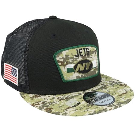 New Era - NFL Zwart trucker Cap - New York Jets NFL21 Salute To Service 9FIFTY Black/Camo Trucker @ Hatstore