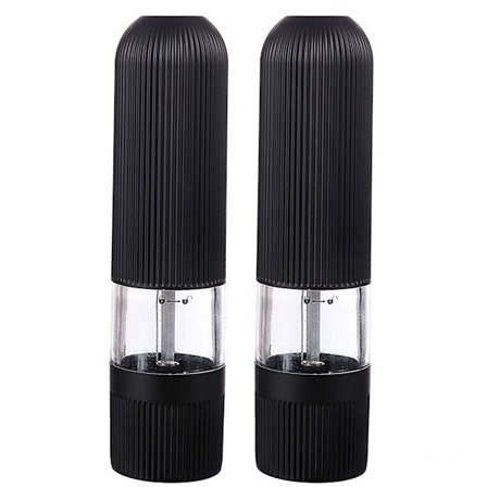 Salt- og pepperkvernsett i rustfritt stål med justerbar svart dress