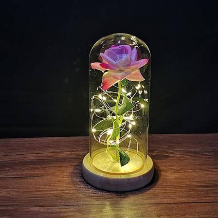 En lysande blomma i olika färger i ett glas, en perfekt present till Alla hjärtans dag (FMY) Pink
