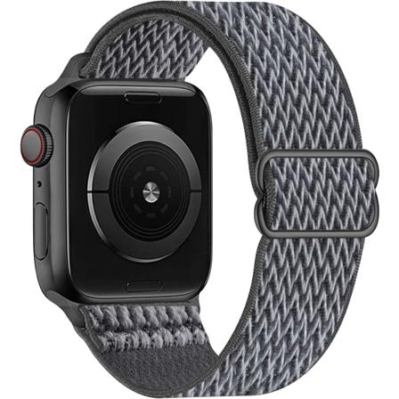 Strækbar Solo Loop-rem kompatibel med Apple Watch-remme 38mm 40mm 41mm, justerbar nylon til iWatch, grå