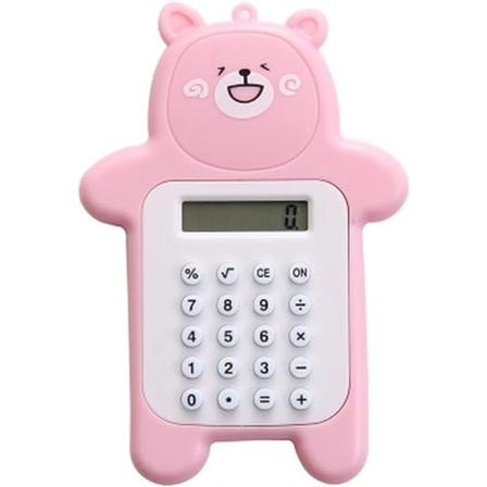 (Rosa) Mini søt bjørn bærbar digital kalkulator, lommekalkulator