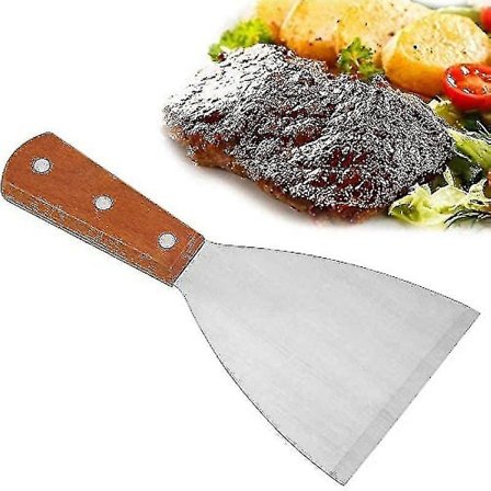 Grillspatel i rustfritt stål med trehåndtak
