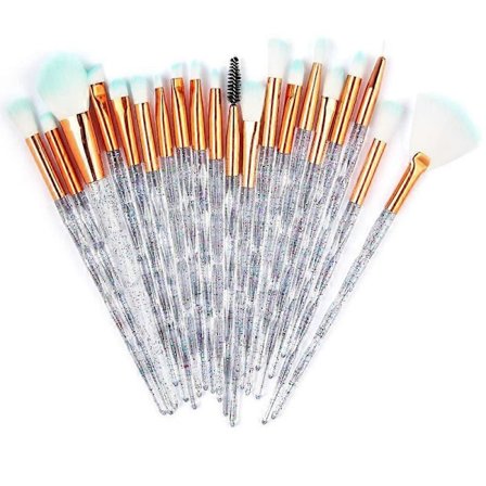 Pakke med 20 stk. Kosmetiske Øjenskyggesvampe Eyeliner Øjenbryn Læbe Næse Foundation Pudder Makeup Børster Sæt (Bling & Transparent)