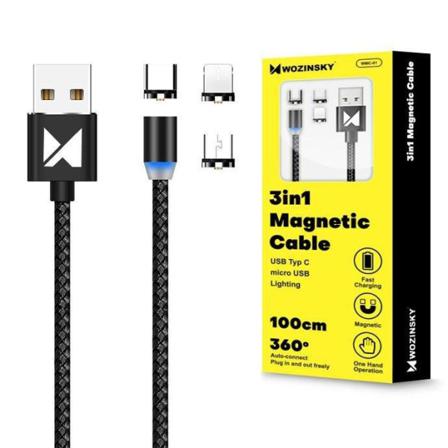Magnetisk Laddare 3 I 1 Iphone/samsung/huawei/sony M.fl. Svart