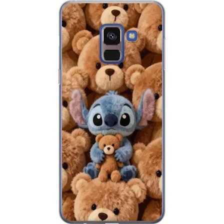 Kompatibelt Mobildeksel til Samsung Galaxy A8 (2018) Stitch omgitt av brune teddybjørner med en liten teddybjørn i fanget i en søt og koselig kawaii-d