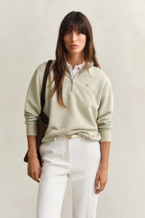 GANT Damen Sweatshirt mit Reißverschlusskragen (XL) Beige
