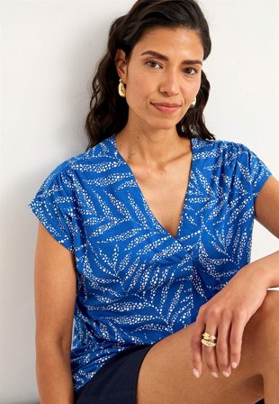 Cellbes of Sweden - Kortermet jerseytunika i blå / mønstret for damer i størrelse 38/40