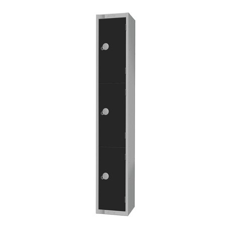 Elite locker, 3 door, 1800x300x450 mm, black
