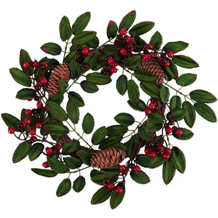 Kunstig mosebærkrans med dørdekorasjon Julekrans Girlander 40 cm Naturlig furukongle anheng