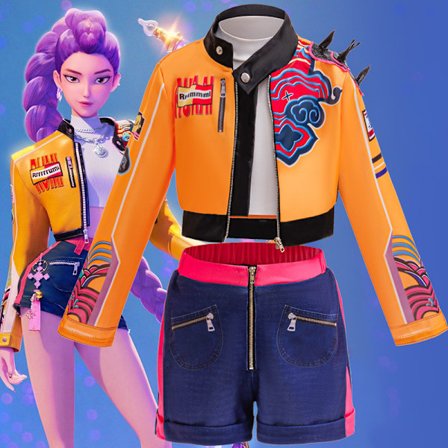 Halloween Demon Slayer Cosplay -asu | K-Demon Slayer Mira Zoi Rumy Anime -asu Perhepariskunta Cosplay*Rumi (takki + vuori + shortsit)*130 Rumi