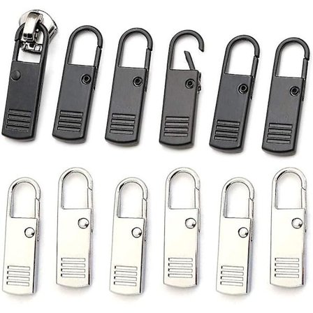 Glidelås trekkflik erstatning, 12 stk gave glidelås trekk metall T