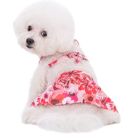 Blomstrete badedrakt for kjæledyr, hundebadedrakt, sommerkjole for kjæledyr, strandklær for kattunger og små hunder, rosa blomst