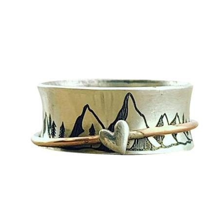 2023 Ny oppgradert unik vintage spinner ring med kreativt fjellmønster og antikk sølvbelegg - Perfekt for klatreentusiaster(8)