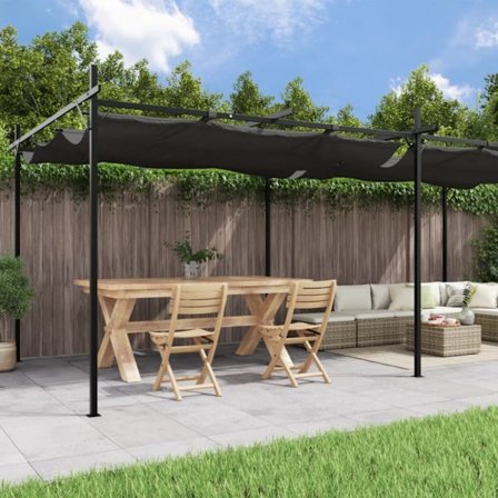 Pergola med infällbart tak antracit 589x292x230 cm