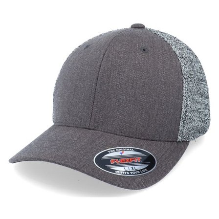 Flexfit - Grå flexfit Keps - Melange Black/Grey Trucker Flexfit @ Hatstore