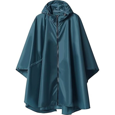 Vanntett regnponcho for voksne utendørs med hette, vanntett poncho for kvinner med glidelås, festivalponchoer, vanntette lange vanntette kapper
