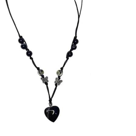 Justerbar Y2k Butterfly Black Love Heart Halskjede For Kvinner Kpop Vintage Punk Goth Egirl Harajuku Uvanlig Anheng Halskjeder