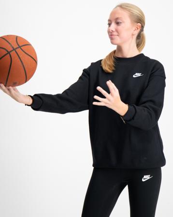 Nike G NSW CLUB FLC OVRSZD CREW LBR Svart Genser Jente - Kids Brand Store