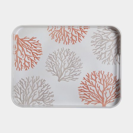 Tarjoilualusta melamiinista Marine Business Harmony Coral, non-slip, valkoinen/oranssi, 30 x 40 cm