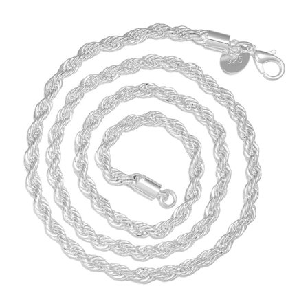 Twisted Rope Chain Necklace 925 Sterling Silver 20 INCH 20 INCH