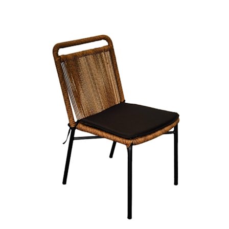 Hængestol, flettet rattan, sort hynde, 48x61x83 cm