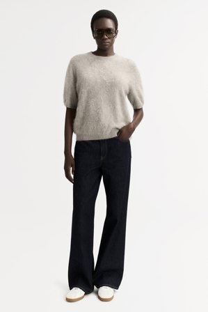 Soft Goat - Brushed Short Sleeve - Women cashmere sweater - L - Greige