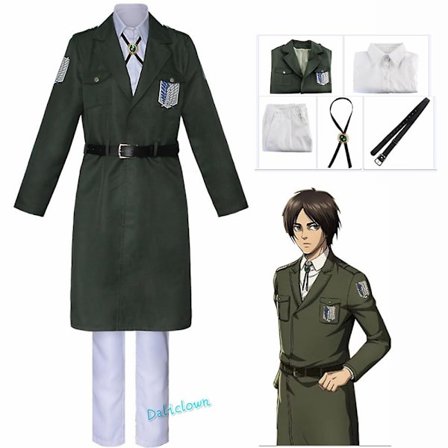 Attack On Titan Cosplay Levi Kostyme Shingek No Kyojin Speiderlegion Soldatfrakk Trench Jakke Uniform Herre Halloween Antrekk - Perfekt