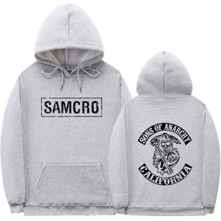 Sons Of Anarchy Samcro Hoodie Dobbeltsidet Print Hoodie Shirt Top Grå