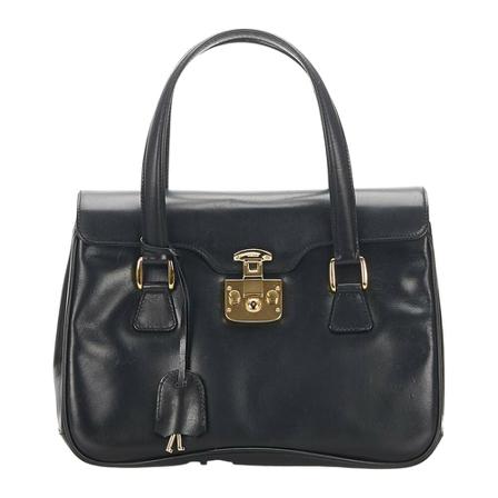 Gucci Vintage, Pre-owned Lady Lock Leather Handbag Zwart, Dames, Maat:ONE Size