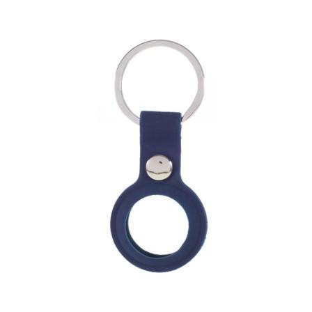 Apple Airtag Hållare Nyckelring Med Knäppe I Silikon - Mörk Blå Darkblue Mörk Blå