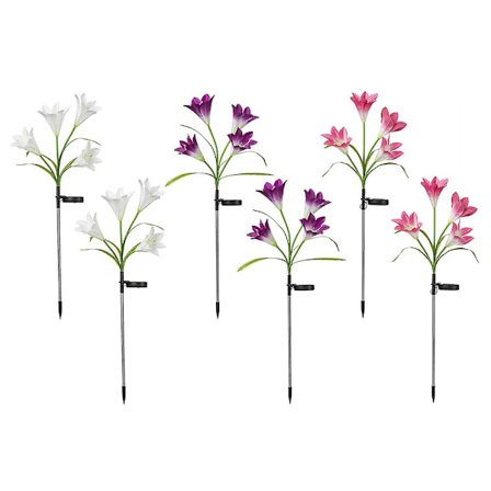 Solcellslampor Utomhus Trädgård Dekorativa Blommor 6 Pack, Vattentäta Solcellslampor Trädgård, Flerfärgade Skiftande Led Solcells Drivna 