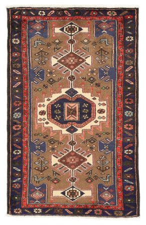 Annodato A Mano Hamadan Tappeto 80X130 Di Lana Marrone/Nero Piccolo