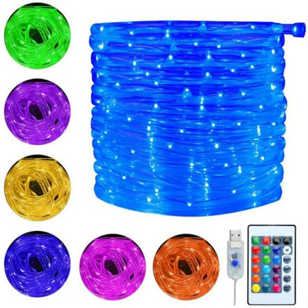 LED-ljusslinga för utomhus och inomhus, blå ljusslinga för sovrum, trädgårdsfest, bröllop, blå