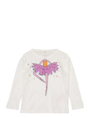 Nmfluiava Ls Top Camp Langærmet T-shirt Hvid Name It