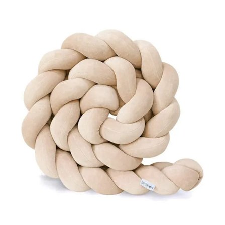 Ét stykke tremmesengsbeskytter, nyfødt baby bomuldspude, ideel rejseseng, baby dejlig velourpude, beige, 2M