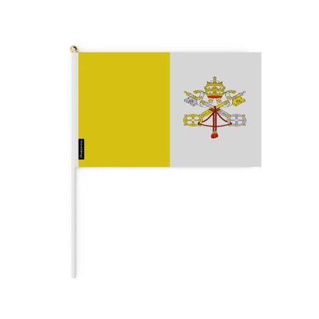 Miniature Flag - Vatikan - 14 x 21 cm - Sæt af 100 - Polyester - Let - Dobbelt Sided