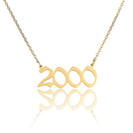 Halsband med födelseår, 18k guldpläterat halsband med födelseår