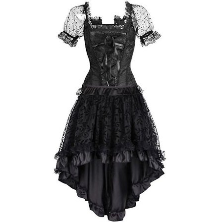 Naisten Steampunk-korsettimekko Vintage-asu Hippie Summer Clubwear Korsetti Toppi Hame Setti