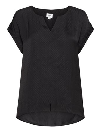 P1326, Top With Fabric Dots Blouses Short-sleeved Svart Saint Tropez