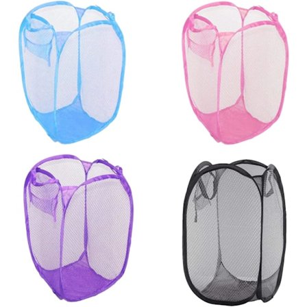 4 st tvättkorgar hopfällbar nät tvättpåse, hopfällbar tvättkorg med hållbara handtag och sidoficka, hopfällbar förvaringsorganisatör